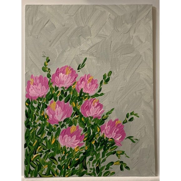 Pinkish Posies, Floral Art, Original Acrylic Paint - Picture 4 of 4